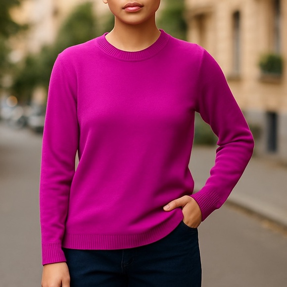NWT French Connection Long Sleeve Baby Soft Raglan CrewSweater In 64Pure Passion - Picture 1 of 8